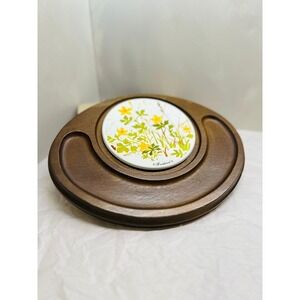 Vtg MCM Goodwood Teak Tile Cheese Cracker Tray 10x12.5
